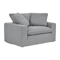 Contemporary Gray Chair and a Half with Tuxedo Arms