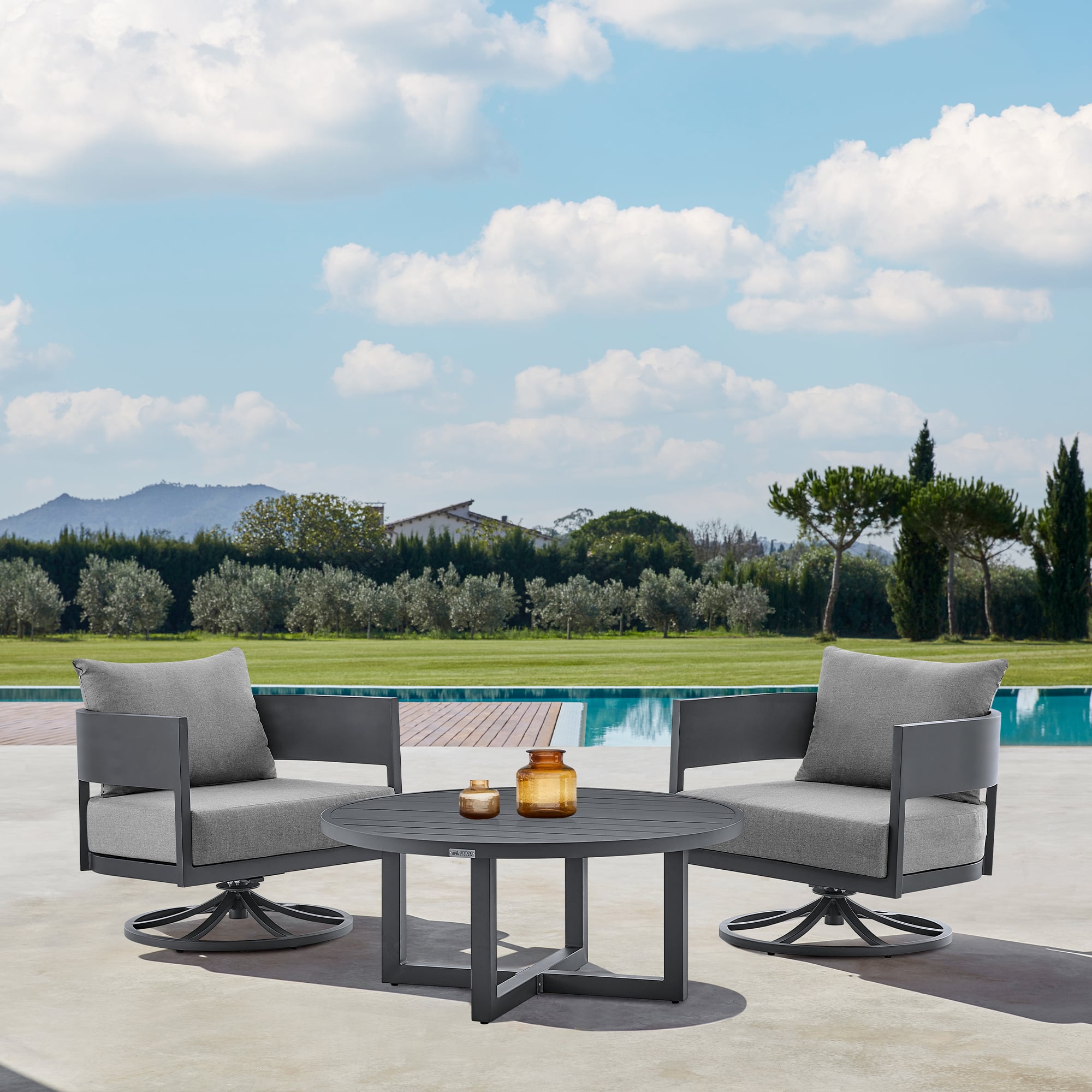 Armen Living Menorca 3-pc. Outdoor Conversation Set