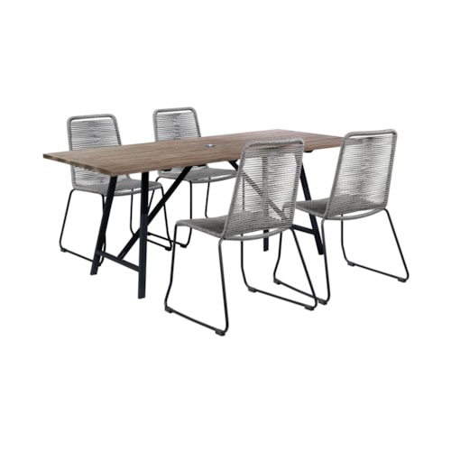 Contemporary 5-Piece Outdoor Dining Set with Rope Details
