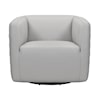 Armen Living Melanie Swivel Dovegray Genuine Leather Barrel Chair