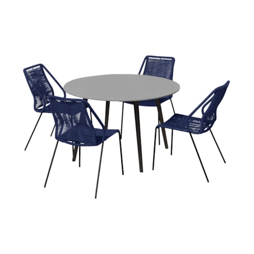 Contemporary 5-Piece Outdoor Dining Set with Rope Details