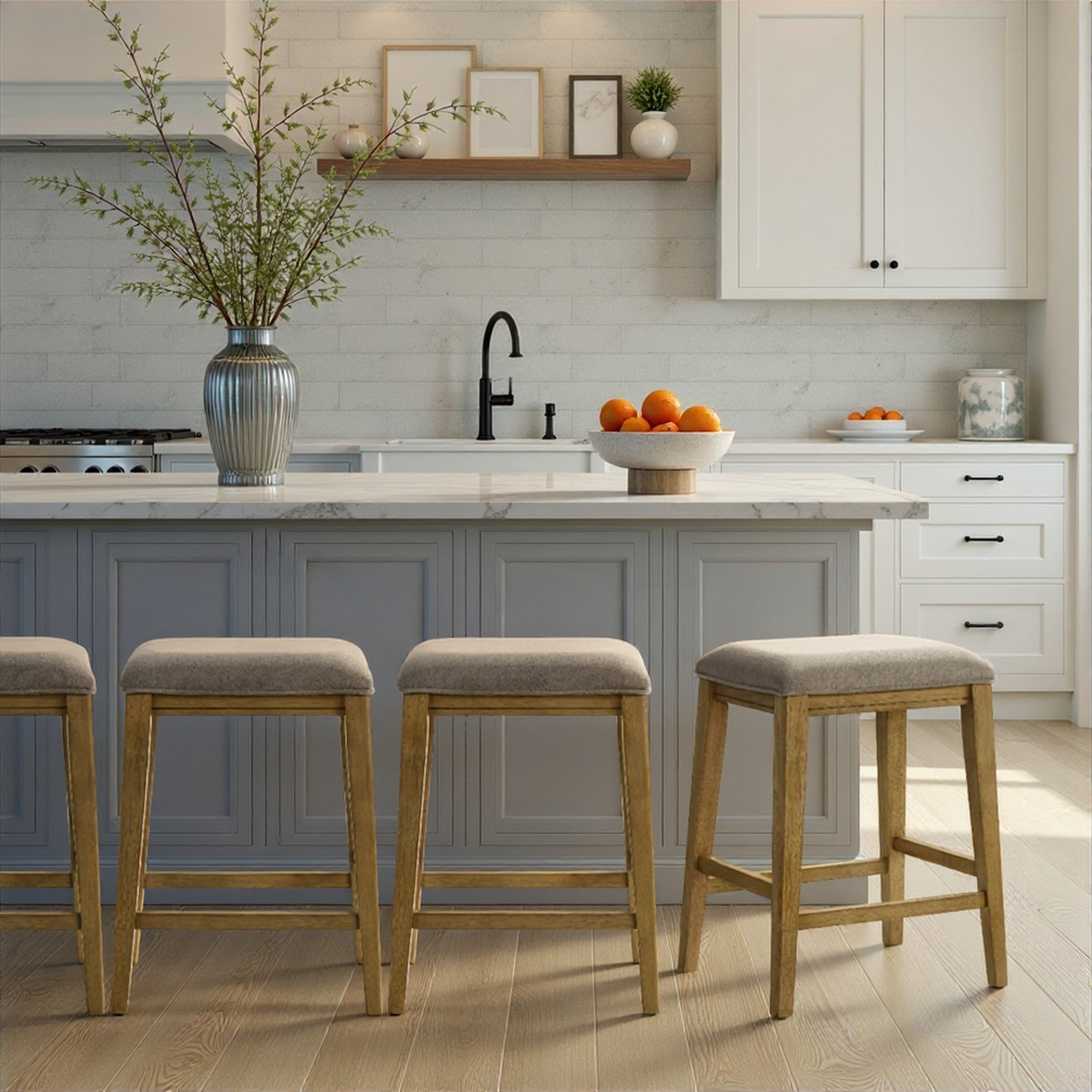 Armen Living Jane Upholstered Backless Counter Stool
