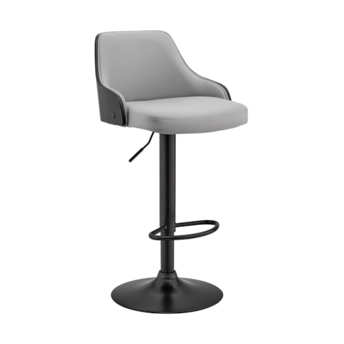 Contemporary Adjustable Faux Leather Bar Stool