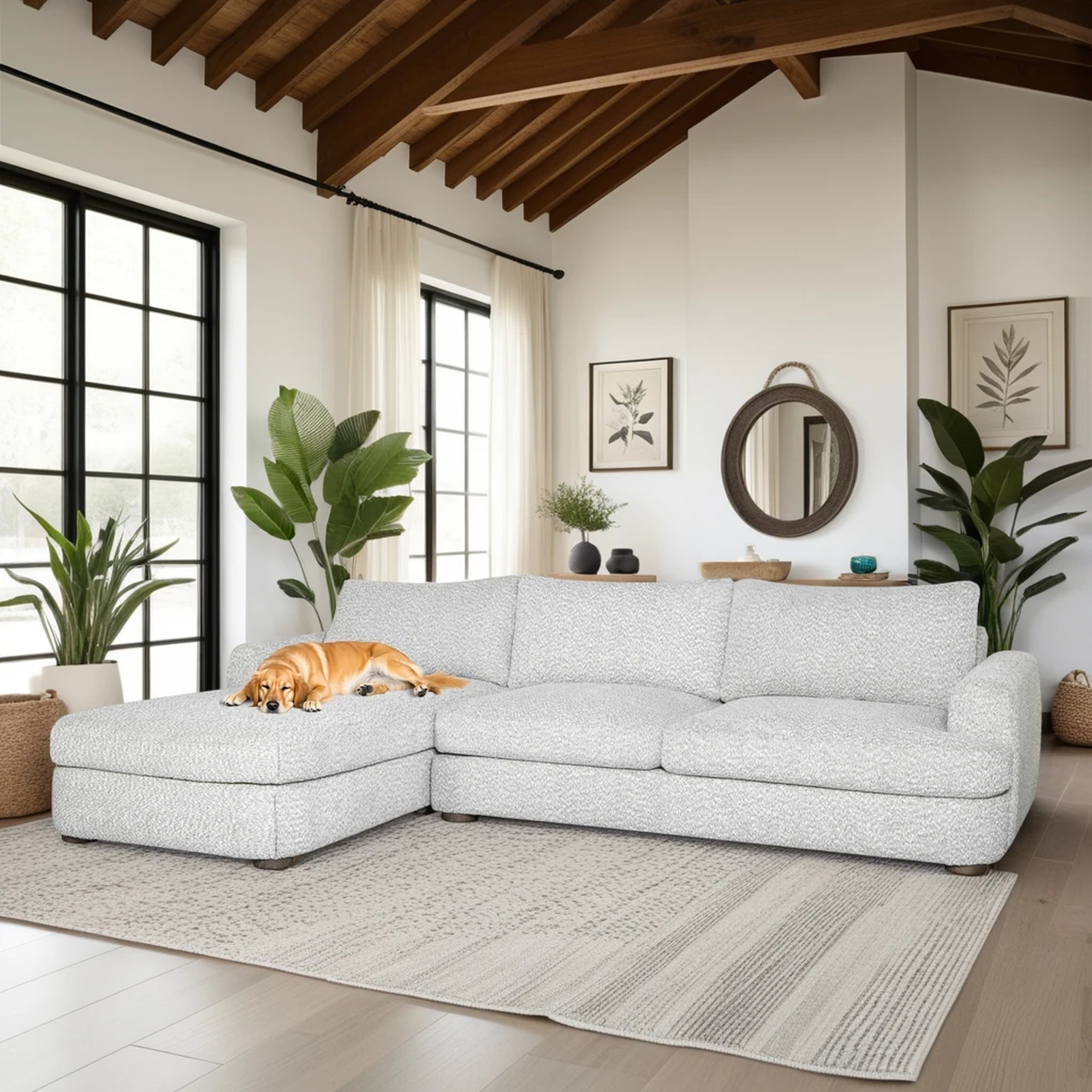 Armen Living Reid LAF Chaise Sectional Sofa