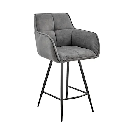 Verona 30" Bar Height Bar Stool in Charcoal Fabric and Black Finish