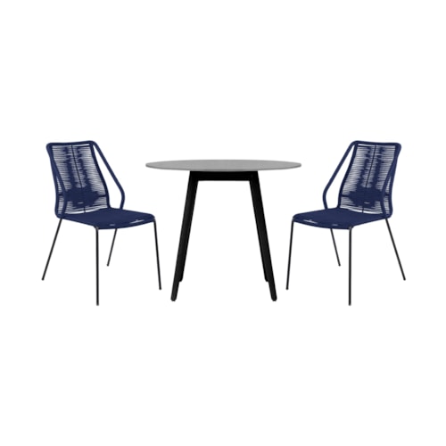 Contemporary 3-Piece Outdoor Dining Set with Rope Details