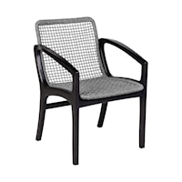 Contemporary Outdoor Dining Chair with Dark Frame and Gray Rope Seat