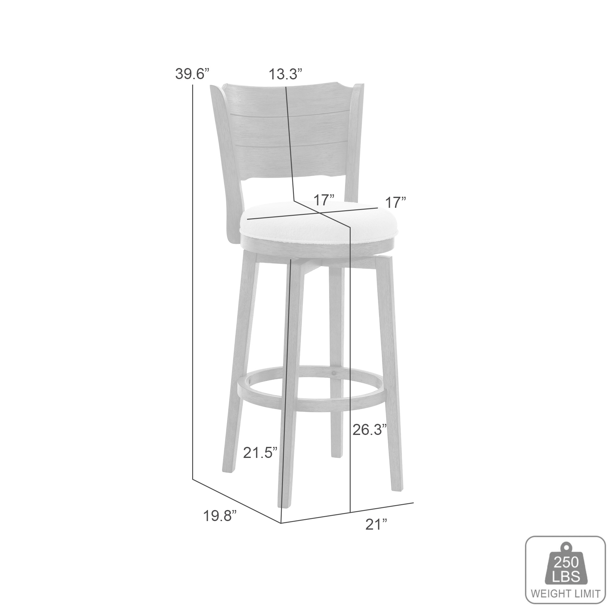 Armen Living Winsley Wooden Swivel Counter Stool w/Uph. Seat