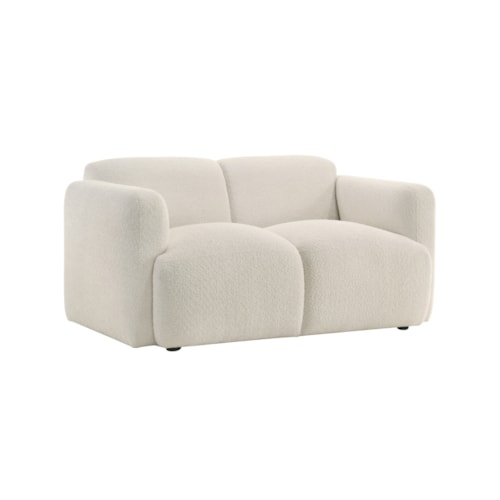 Contemporary Low-Profile Upholstered Loveseat with Rounded Track Arms