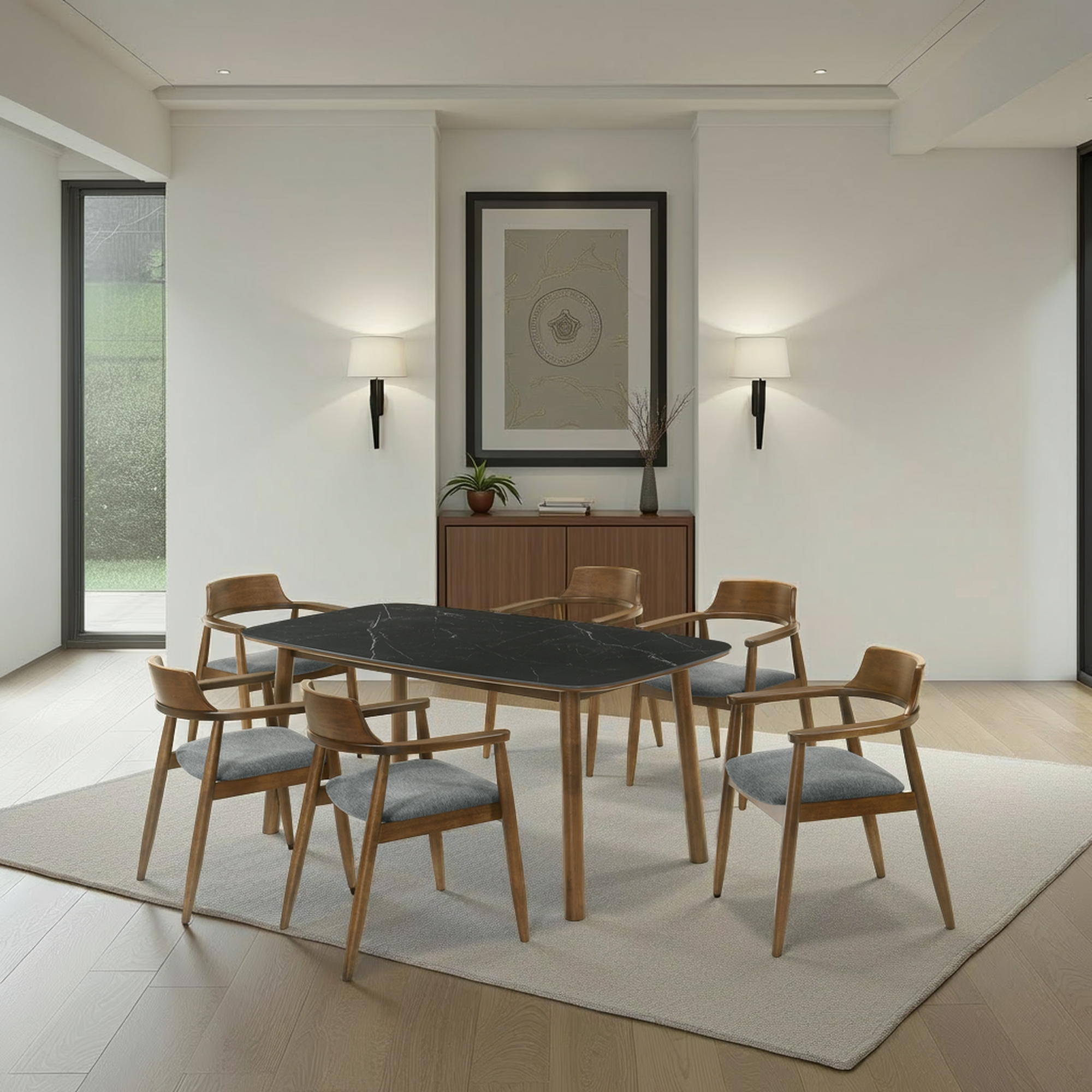 Armen Living Emorie 7-pc. Mid-Century Modern Dining Set