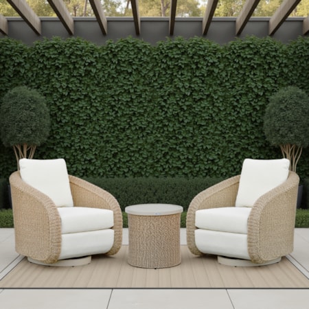 3-pc. Rope Conversation Set w/Swivel Chairs