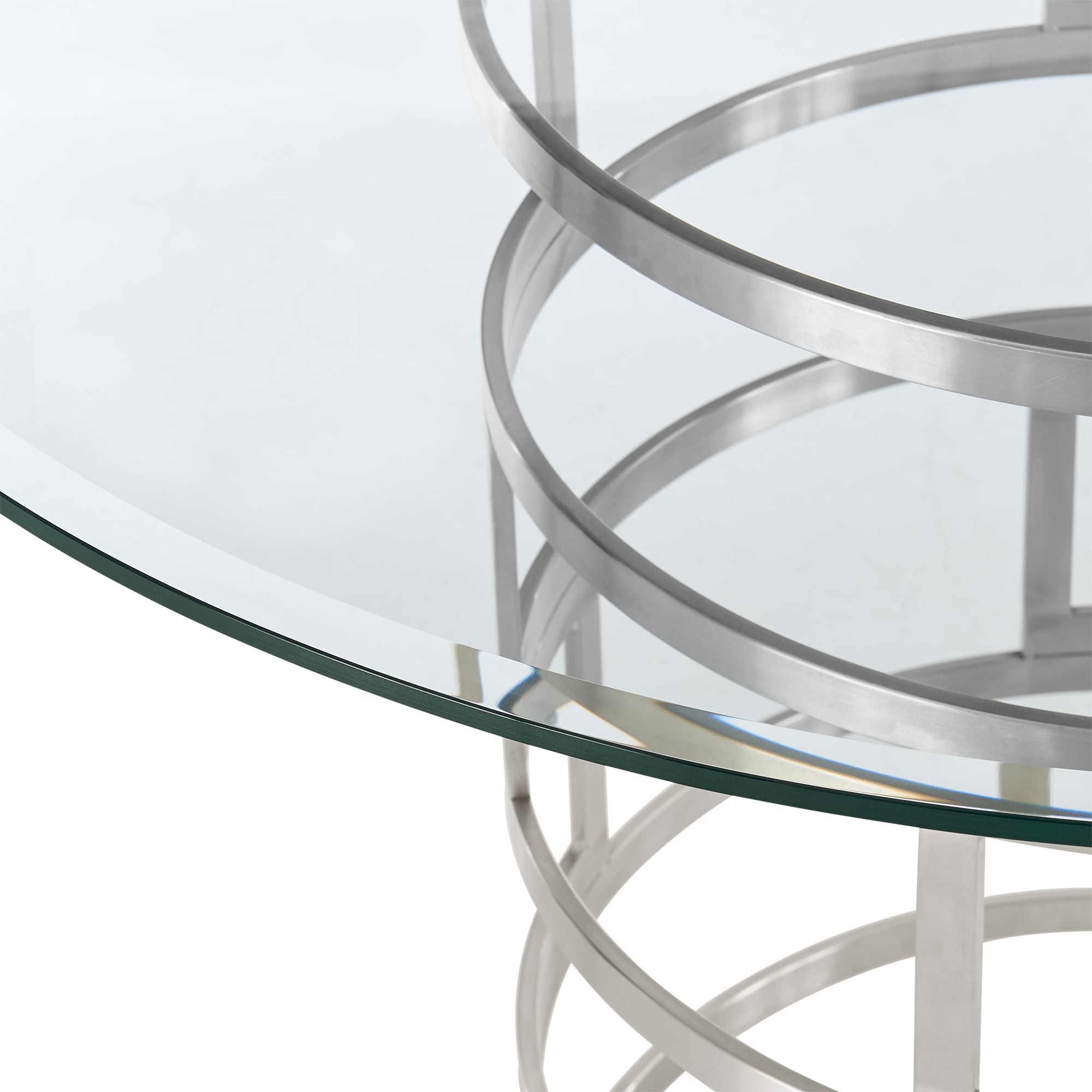 Armen Living Diaz 48" Round Glass-Top Dining Table