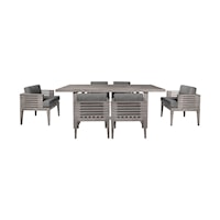 Contemporary 7-Piece Gray Outdoor Dining Set with Wood Slatted Arms