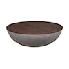 Armen Living Melody  Round Coffee Table in Brown Brushed Oak