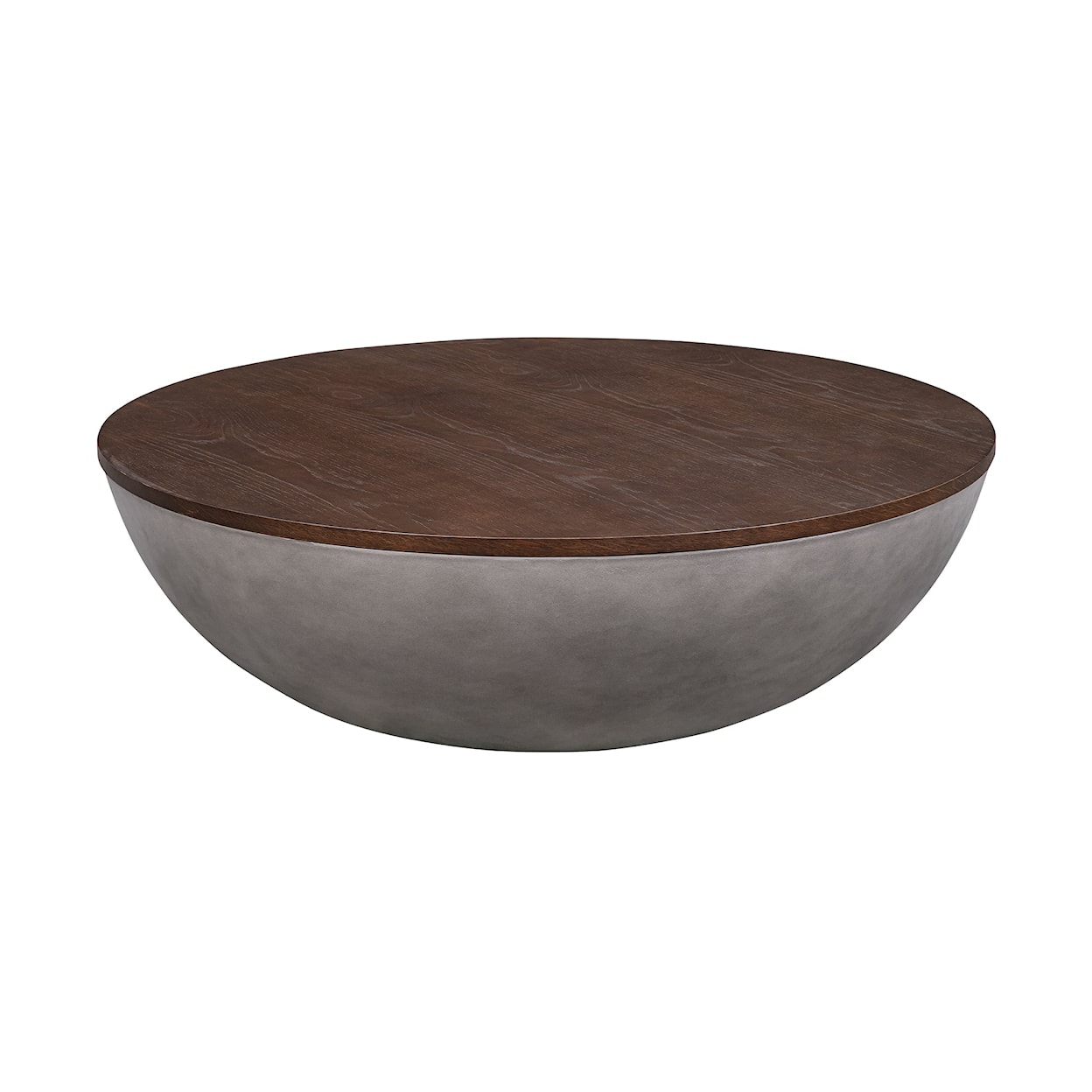 Armen Living Melody  Round Coffee Table in Brown Brushed Oak