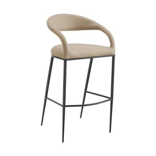 Contemporary Fixed Counter-Height Stool with Faux Leather Upholstery