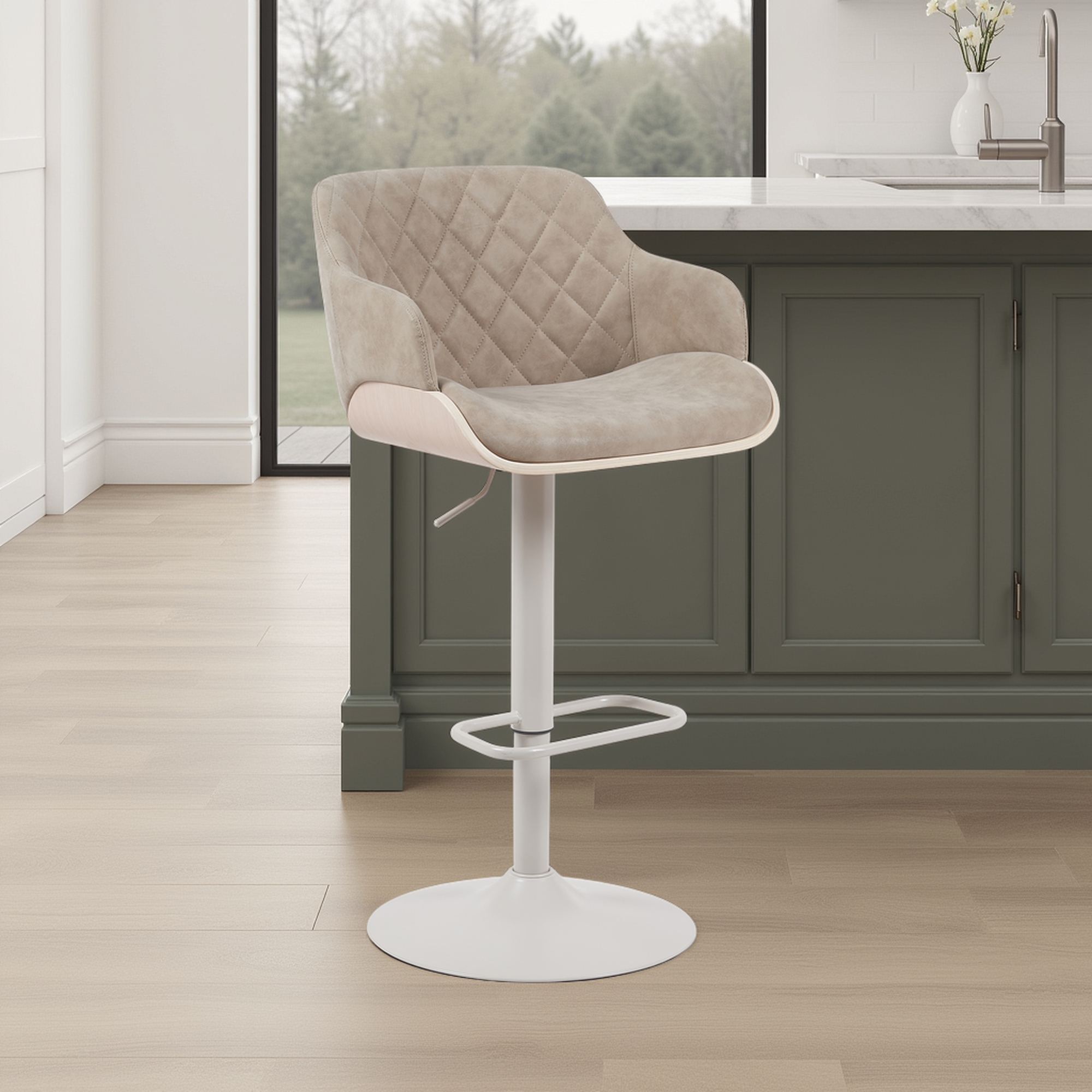Armen Living Toby Upholstered Adjustable Bar Stool