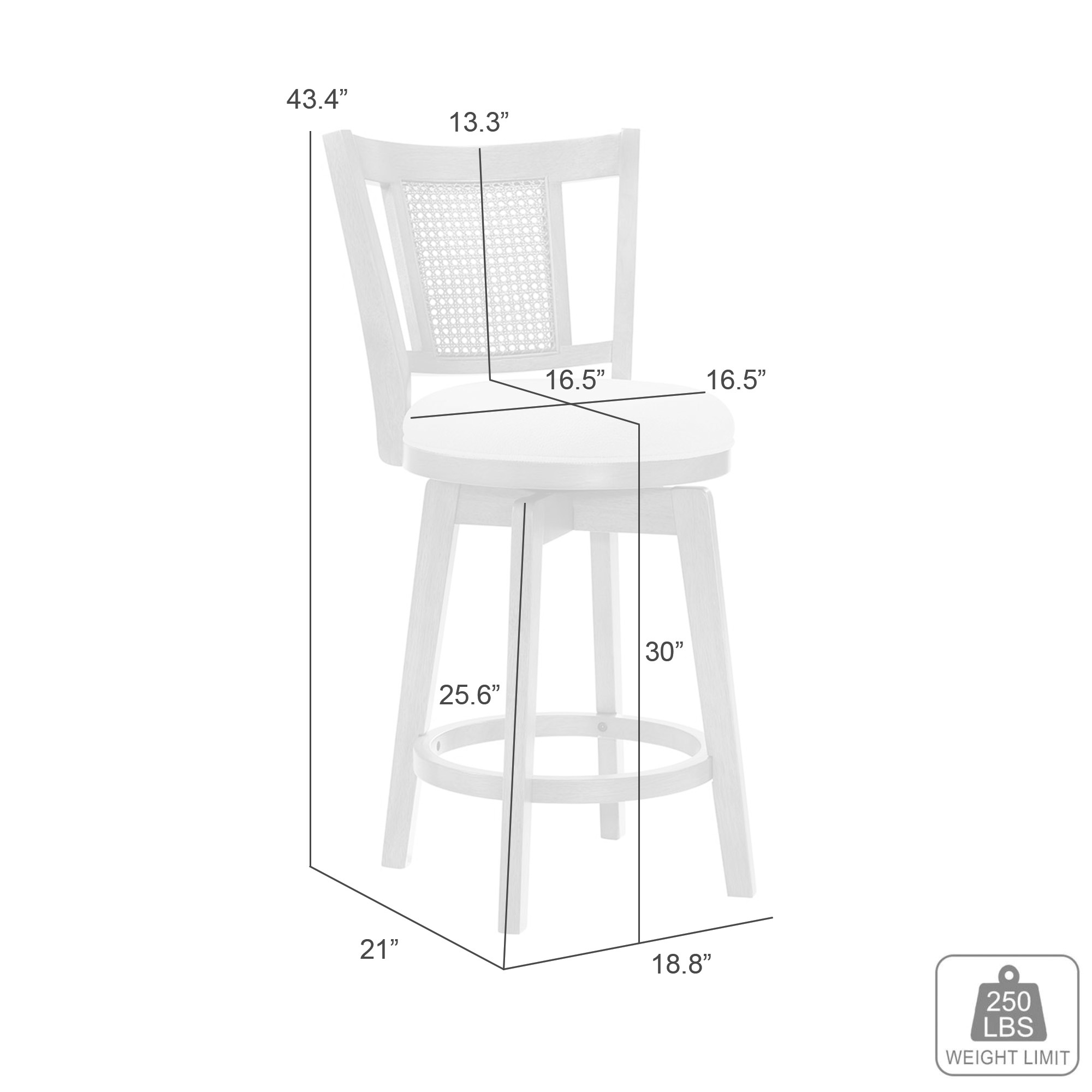 Armen Living Isla Splat-Back Upholstered Swivel Barstool