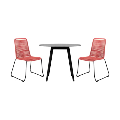 Contemporary 3-Piece Outdoor Dining Set with Rope Detailed Seats