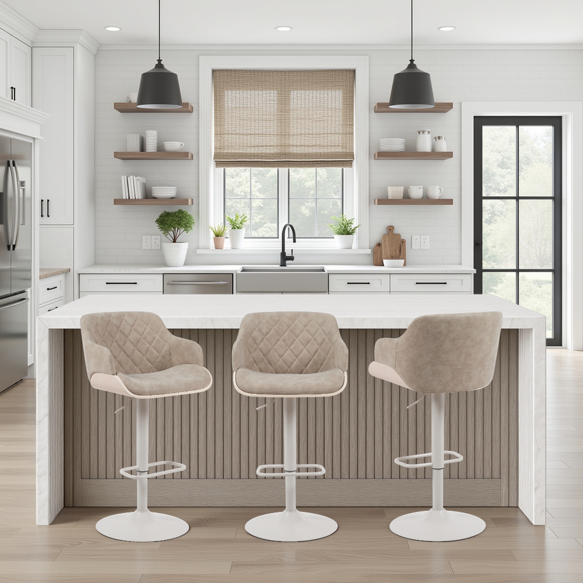 Armen Living Toby Upholstered Adjustable Bar Stool