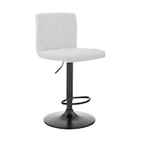 Duval Adjustable White Faux Leather Swivel Bar Stool