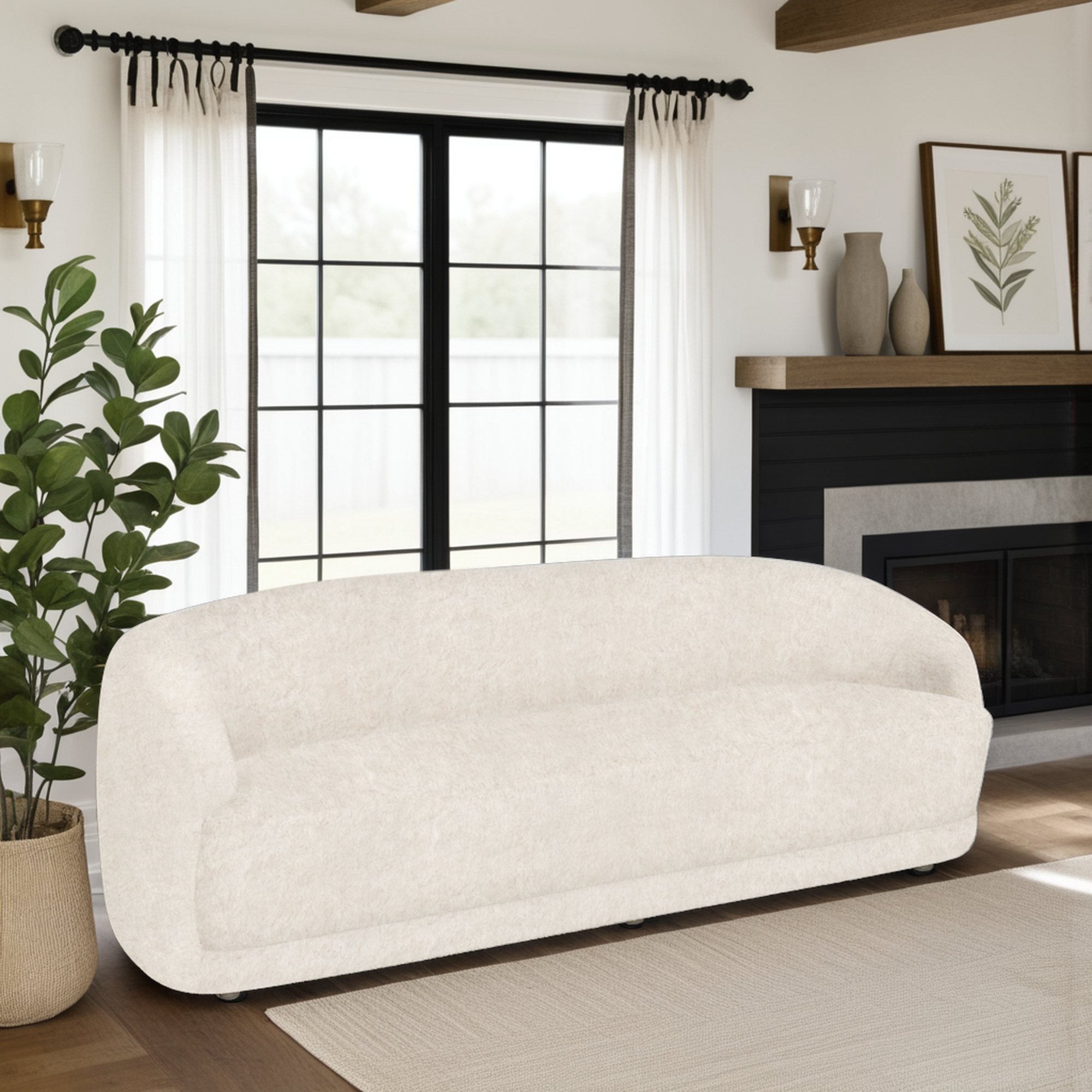 Curved-Back Three-Seat Sofa