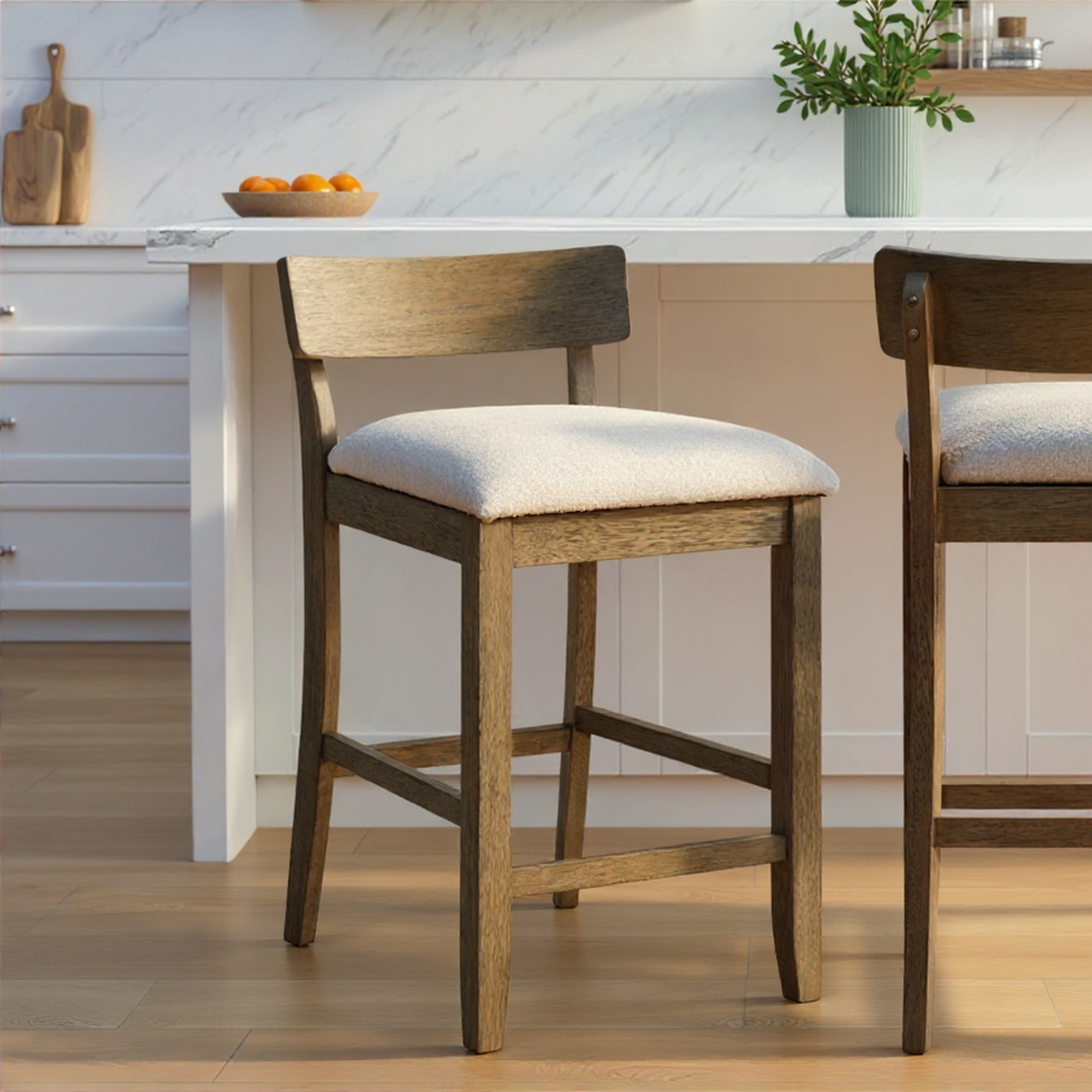 Armen Living Merie Upholstered Low-Back Fixed Counter Stool
