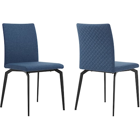 Lyon Blue Fabric and Metal Dining Room Chairs - Set of 2