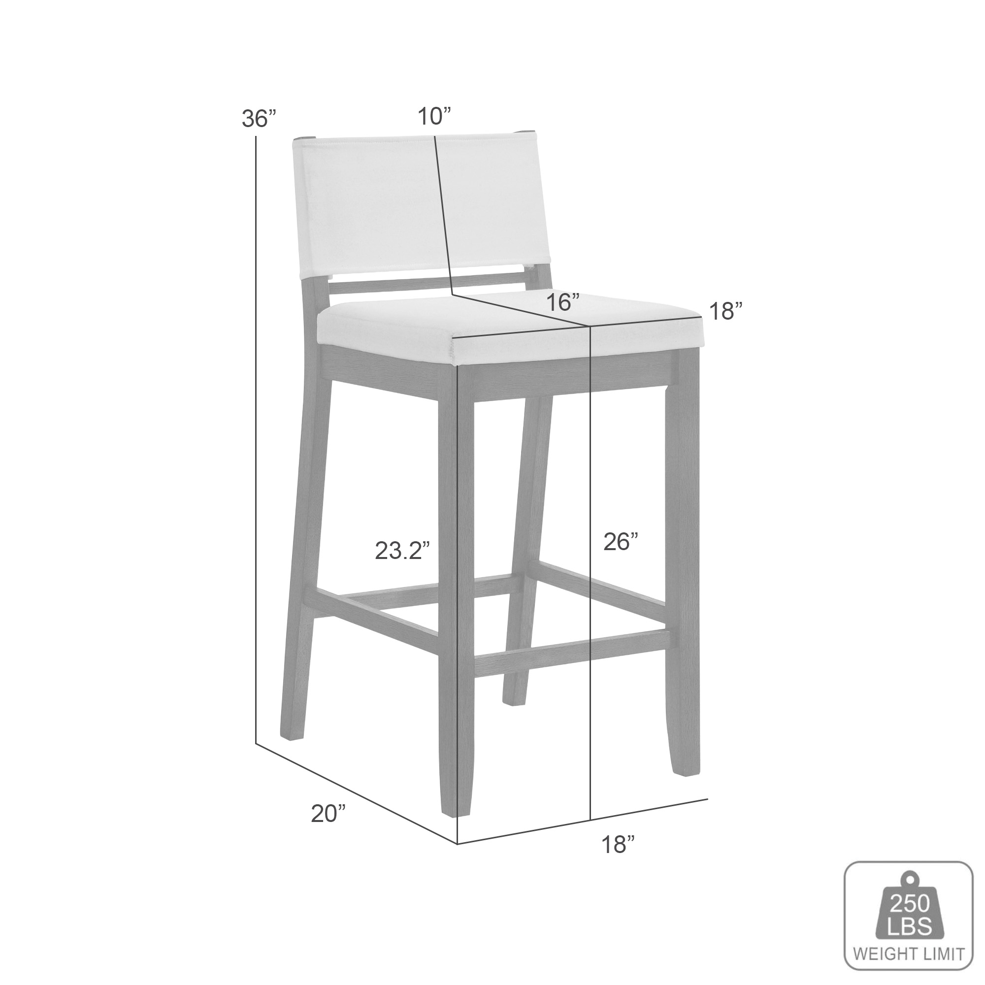 Armen Living Yaneli Upholstered Counter-Height Kitchen Stool