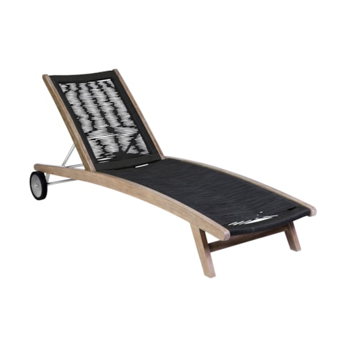 Rustic Outdoor Adjustable Chaise Lounge with Rope Upholstery