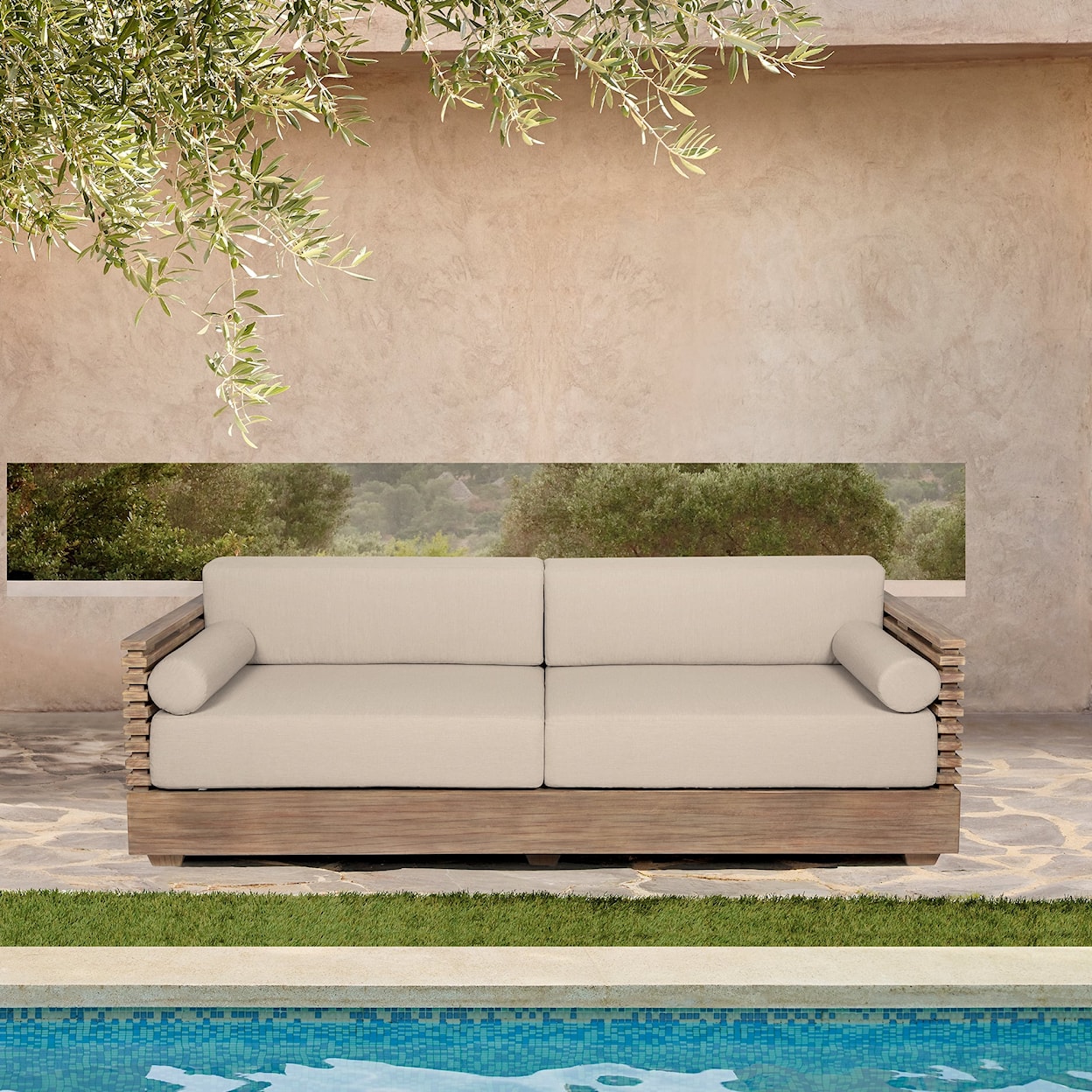 Armen Living Vivid Outdoor 2-Cushion Sofa