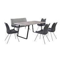 Contemporary 6-Piece Gray Rectangular Dining Set with Bench