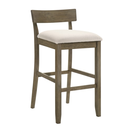 Modern Upholstered Low-Back Fixed Barstool with Footrest