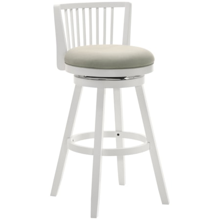 Uph. Spindle-Back Swivel Barstool
