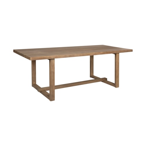 Contemporary Brown Outdoor Dining Table with U-Shape Legs