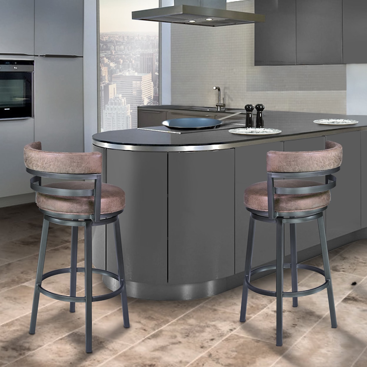 Armen Living Titana Swivel Bar Stool