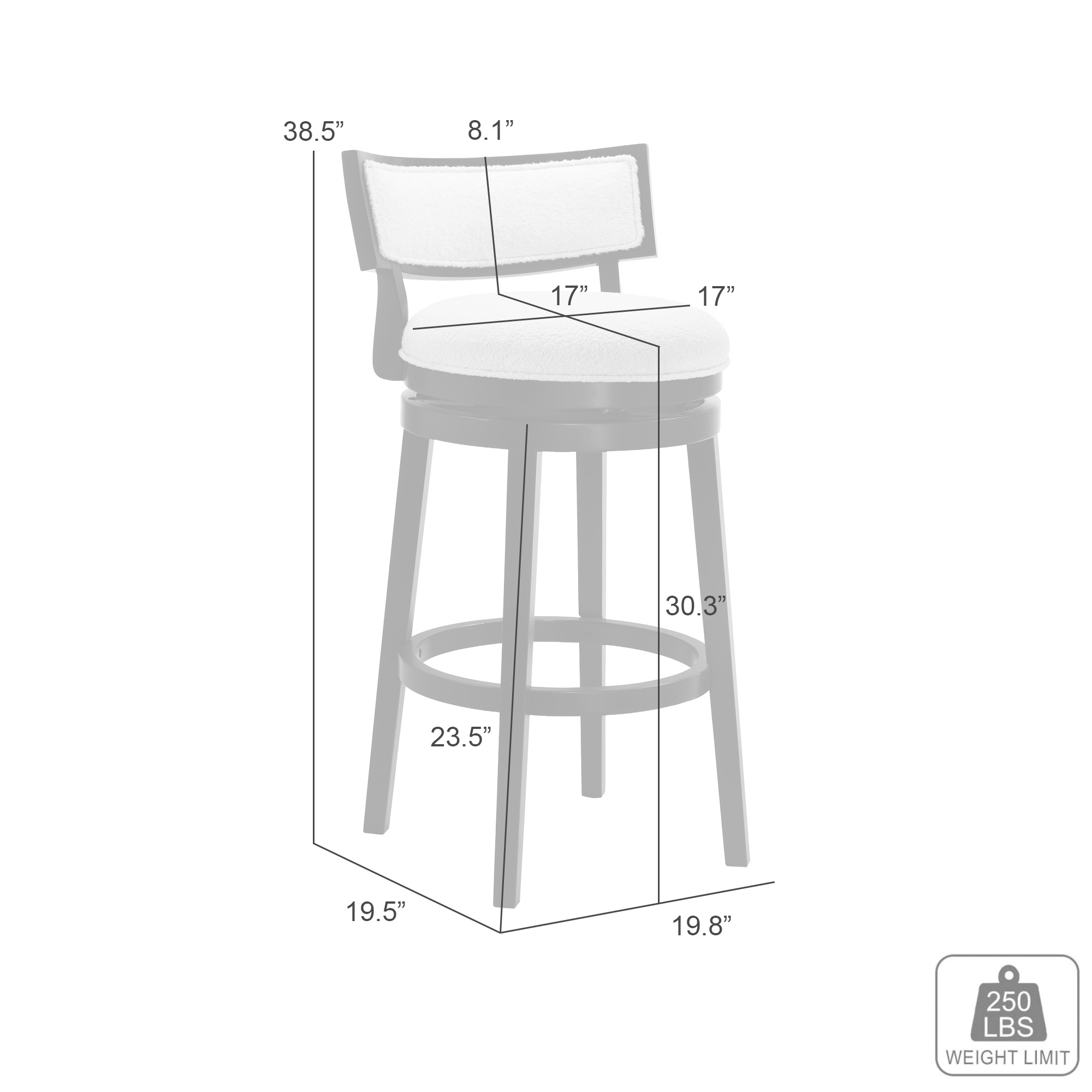 Armen Living Noely Upholstered Round Swivel Barstool