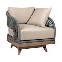 Contemporary Outdoor Swivel Chair with Rope Accent