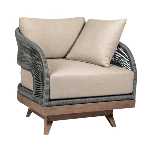Contemporary Outdoor Swivel Chair with Rope Accent