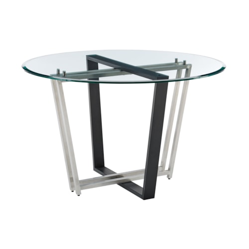 Contemporary 48" Round Dining Table with Glass Top