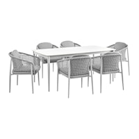 Contemporary 7-Piece Outdoor Dining Set with Woven Arms