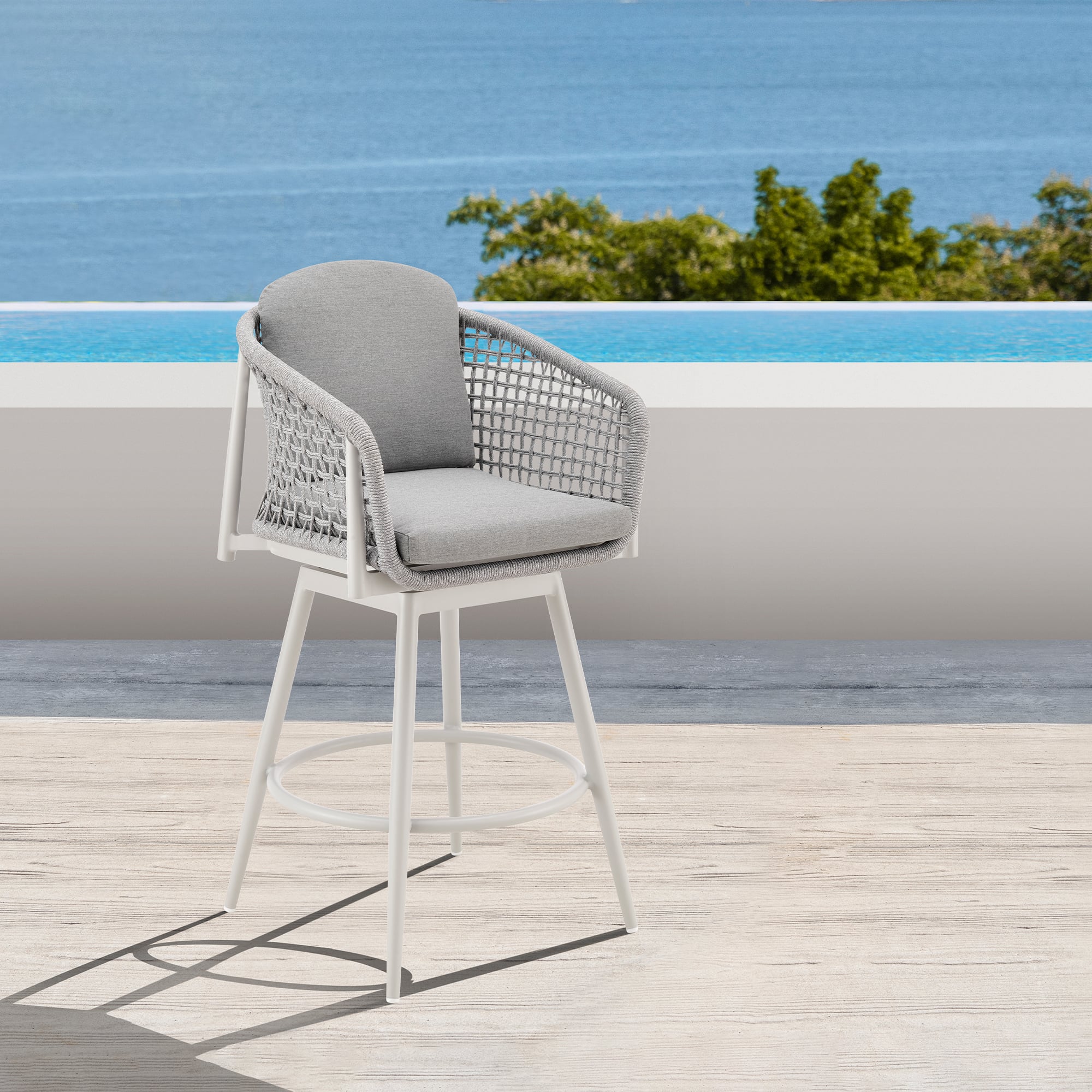 Armen Living Rhodes Outdoor Swivel Counter-Height Stool