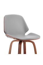 Armen Living Arabela Mid Century Modern Walnut Wood Swivel Bar Stool with Cream Faux Leather Seat