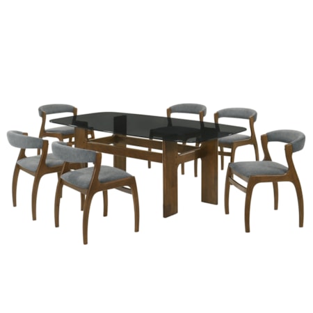 7-pc. Dining Set w/Glass-Top Table