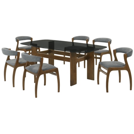 7-pc. Dining Set w/Glass-Top Table