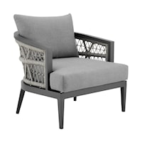 Transitional Patio Armchair with Rope Arm Accents and Cushioned Seat