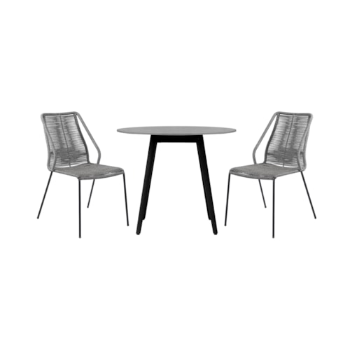 Contemporary 3-Piece Outdoor Dining Set with Rope Details