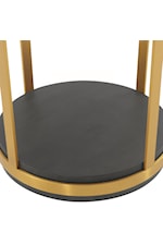 Armen Living Hattie Contemporary Round Glass Top End Table with Brushed Gold Frame