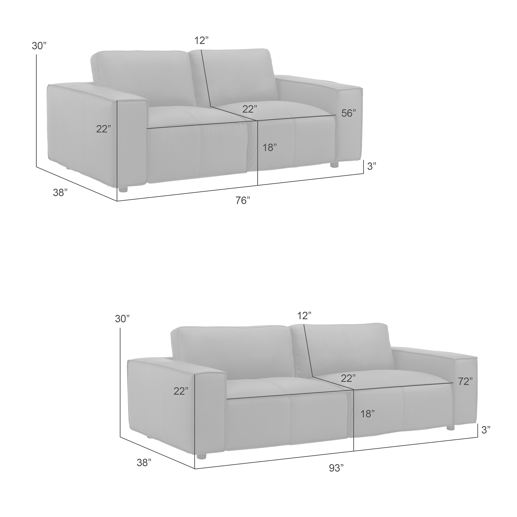 Armen Living Clayton 2-pc. Modern Casual Leather Living Room Set