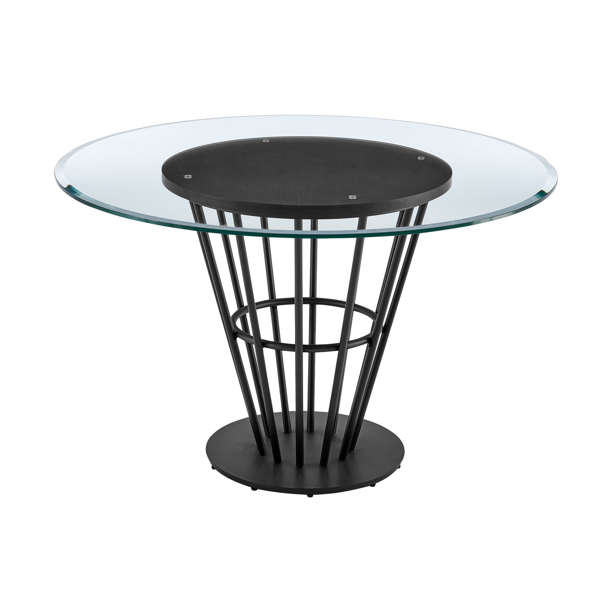 Armen Living Veronica 48" Round Glass-Top Dining Table